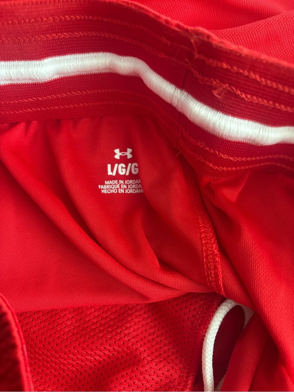 Under Armour Mens  Red and White Athletic Shorts